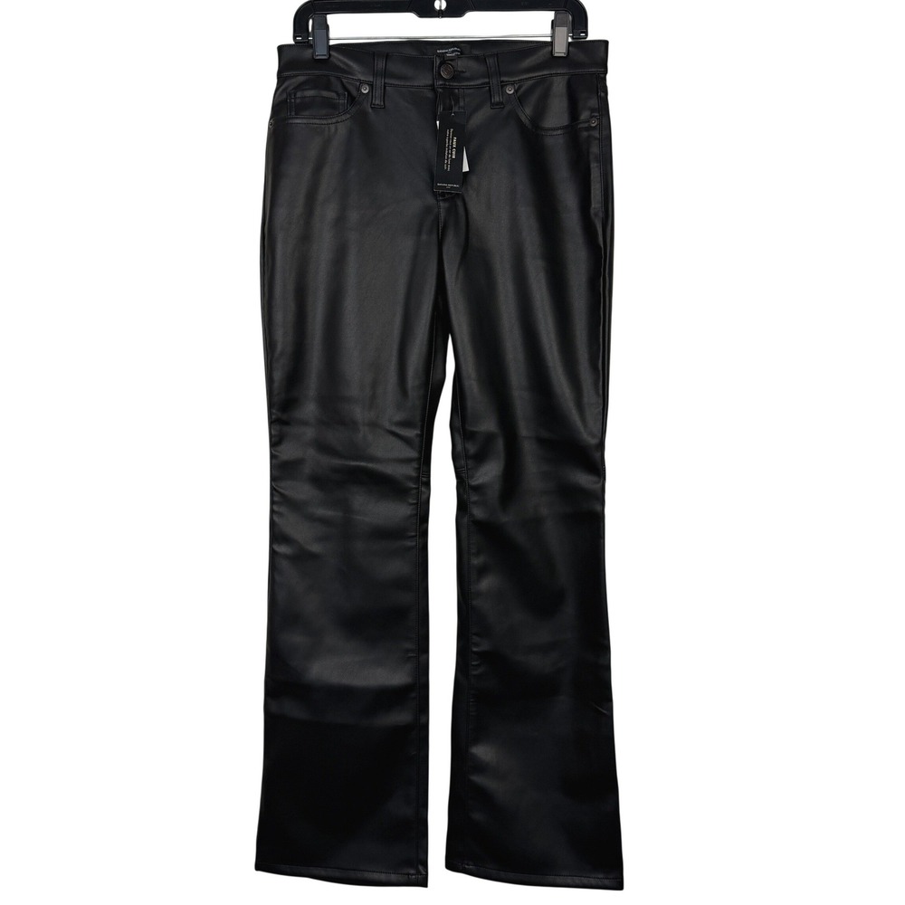 NEW Banana Republic VEGAN LEATHER Pants Women 28/6 Black Mid-Rise BOOTCUT $100